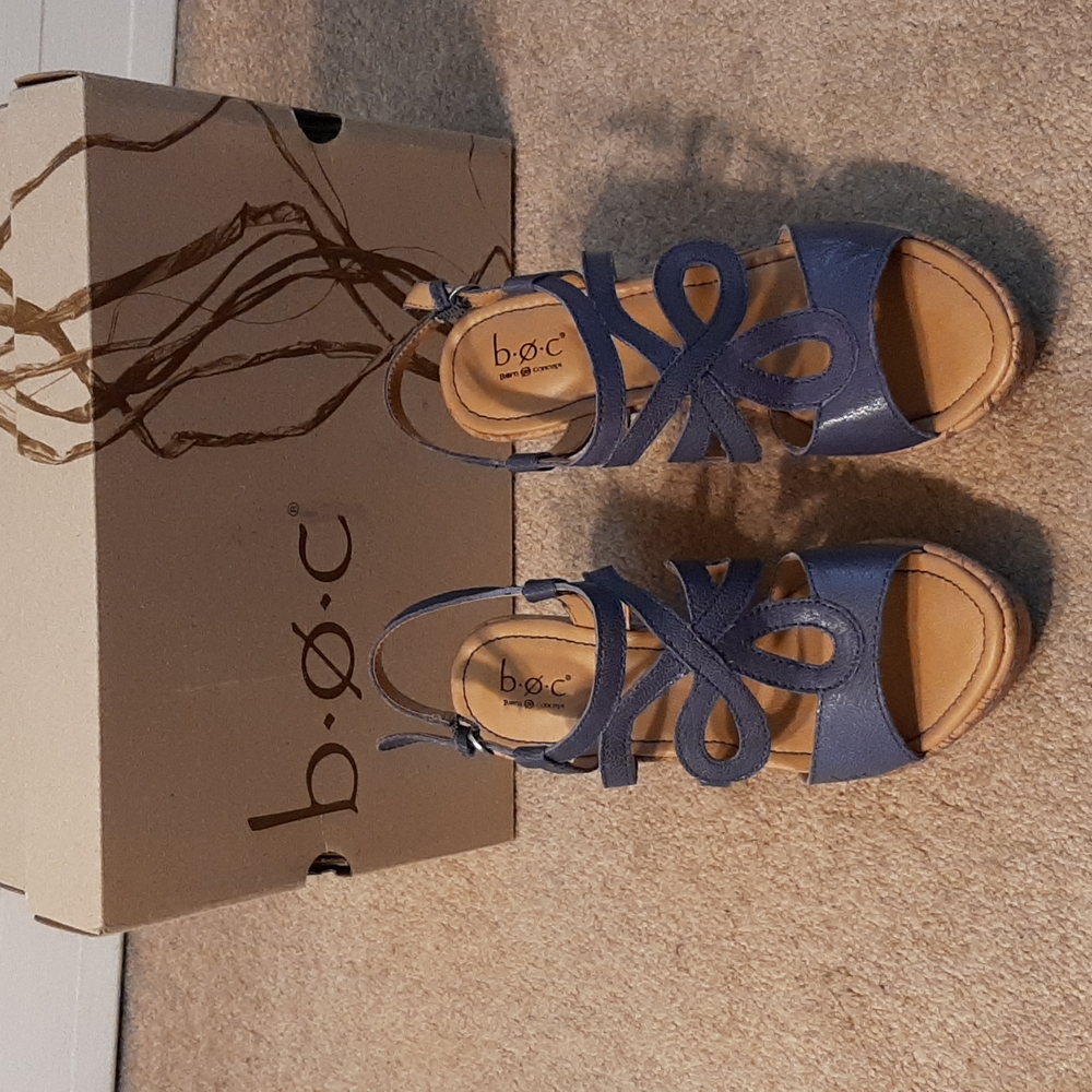 B.O.C. Born Concept Jayna Blue Cork Dress Shoes Wedges Sandal